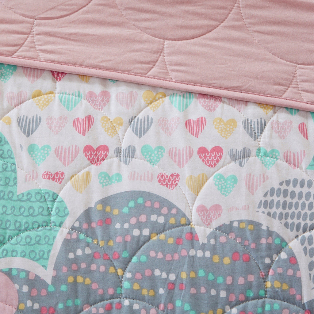 Parure de lit réversible en coton rose « Intelligent Design » pour enfants avec coussins décoratifs