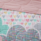 Parure de lit réversible en coton rose « Intelligent Design » pour enfants avec coussins décoratifs