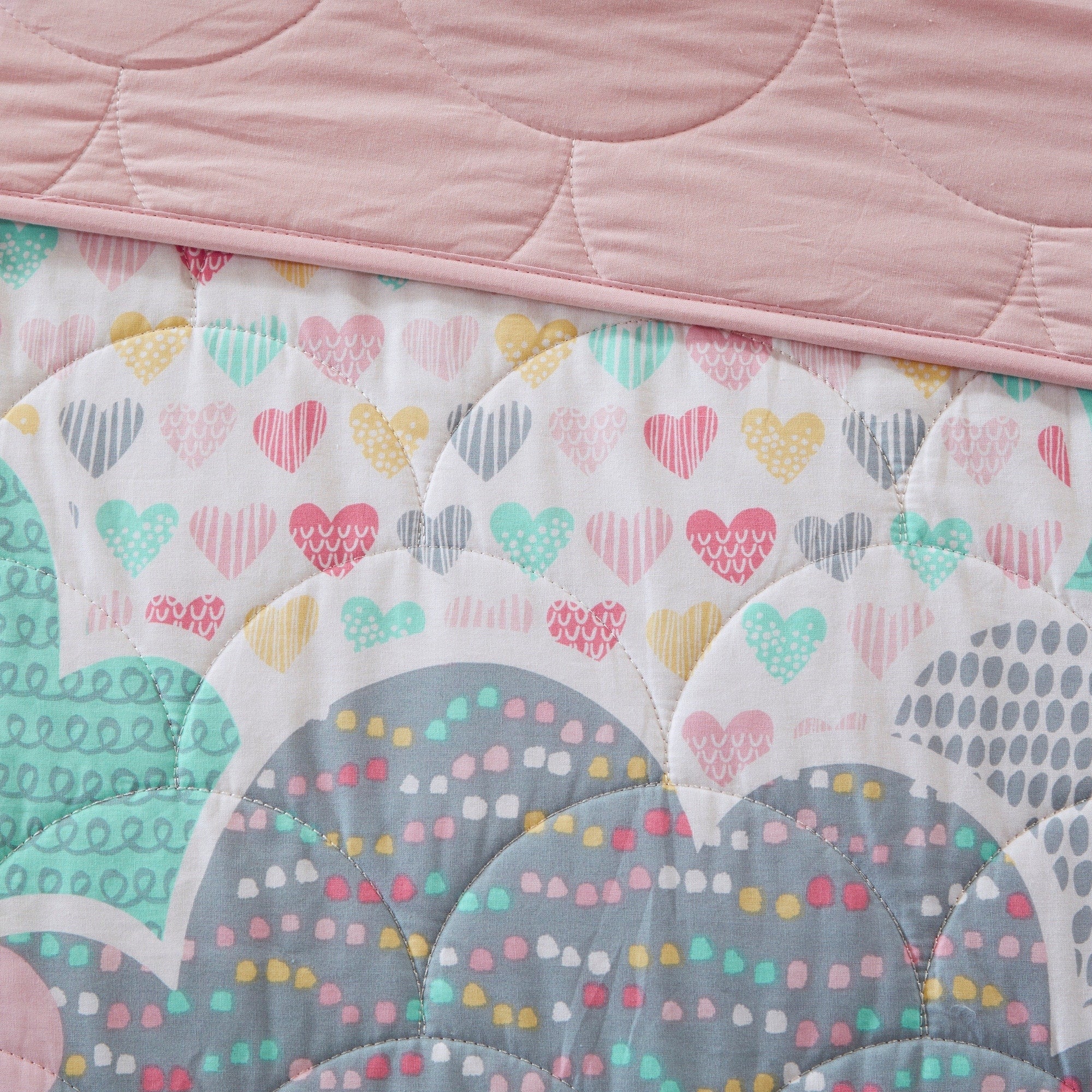 Parure de lit réversible en coton rose « Intelligent Design » pour enfants avec coussins décoratifs