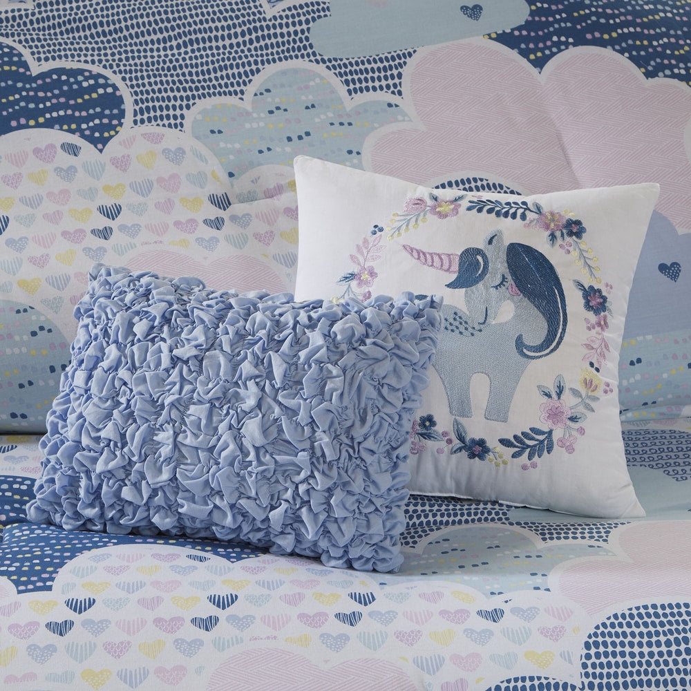 Parure de lit 5 pièces en coton bleu « Intelligent Design Kids Bliss »