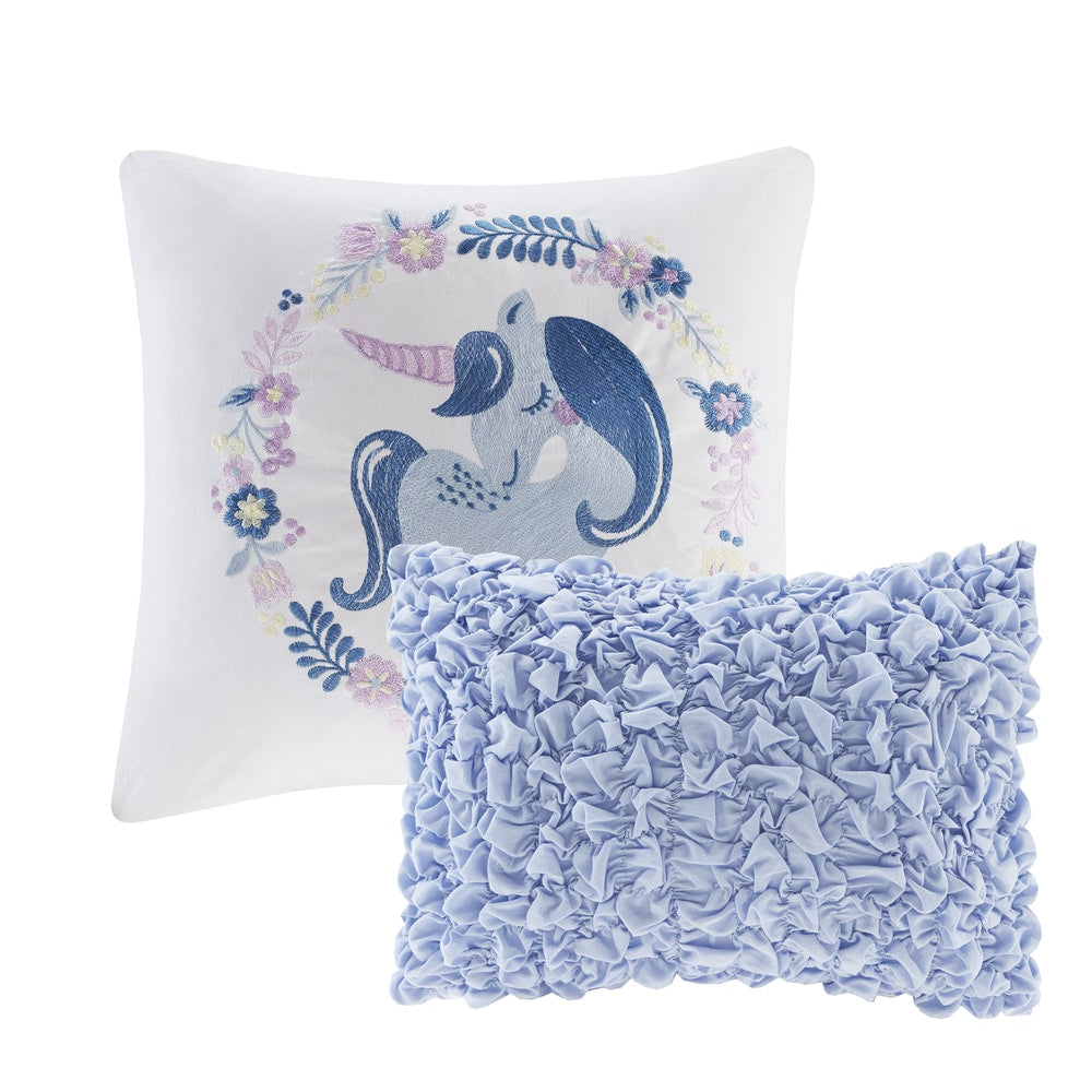 Parure de lit 5 pièces en coton bleu « Intelligent Design Kids Bliss »