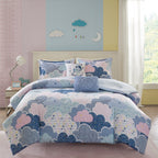 Parure de lit imprimée en coton bleu « Intelligent Design Kids Bliss »