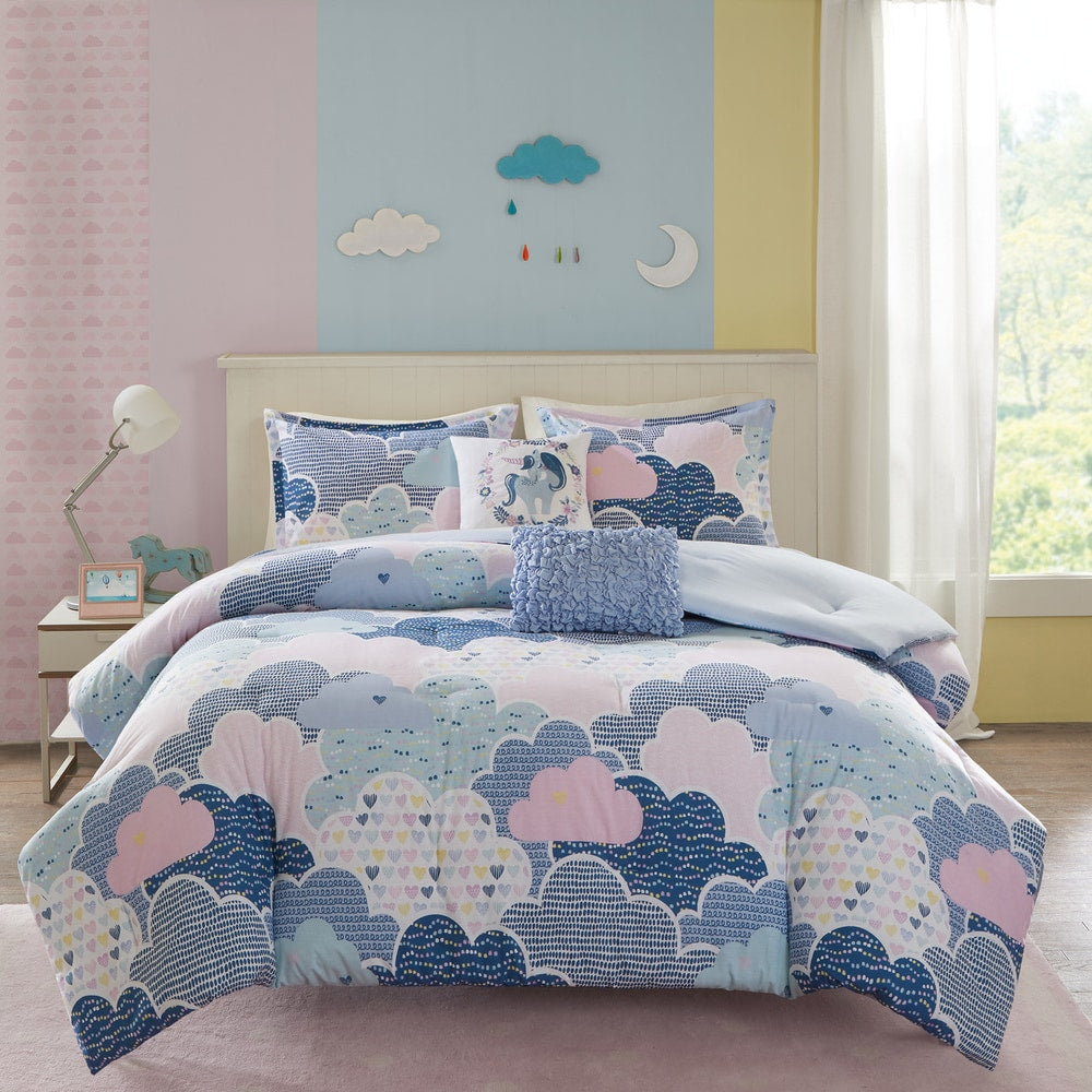 Parure de lit imprimée en coton bleu « Intelligent Design Kids Bliss »