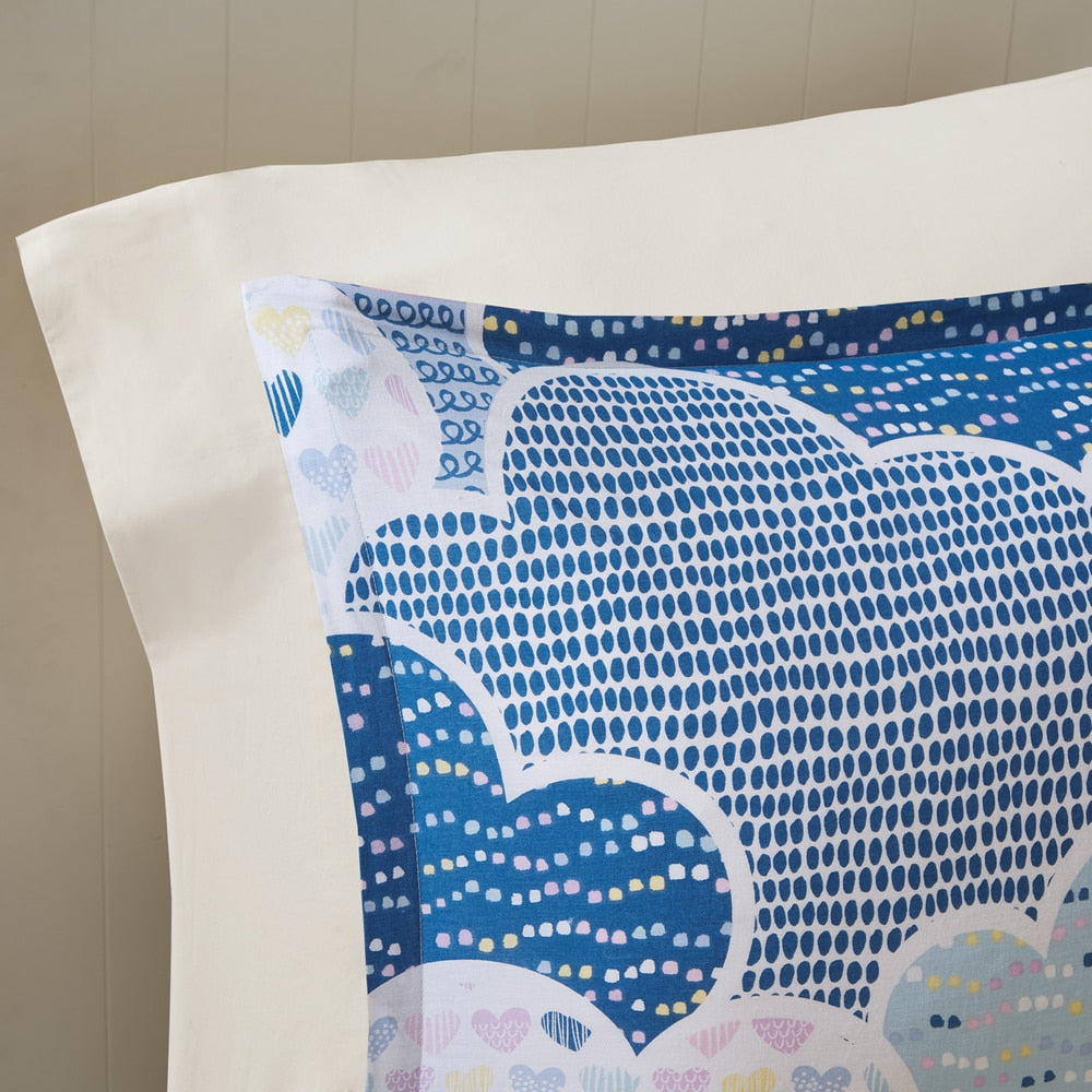Parure de lit imprimée en coton bleu « Intelligent Design Kids Bliss »