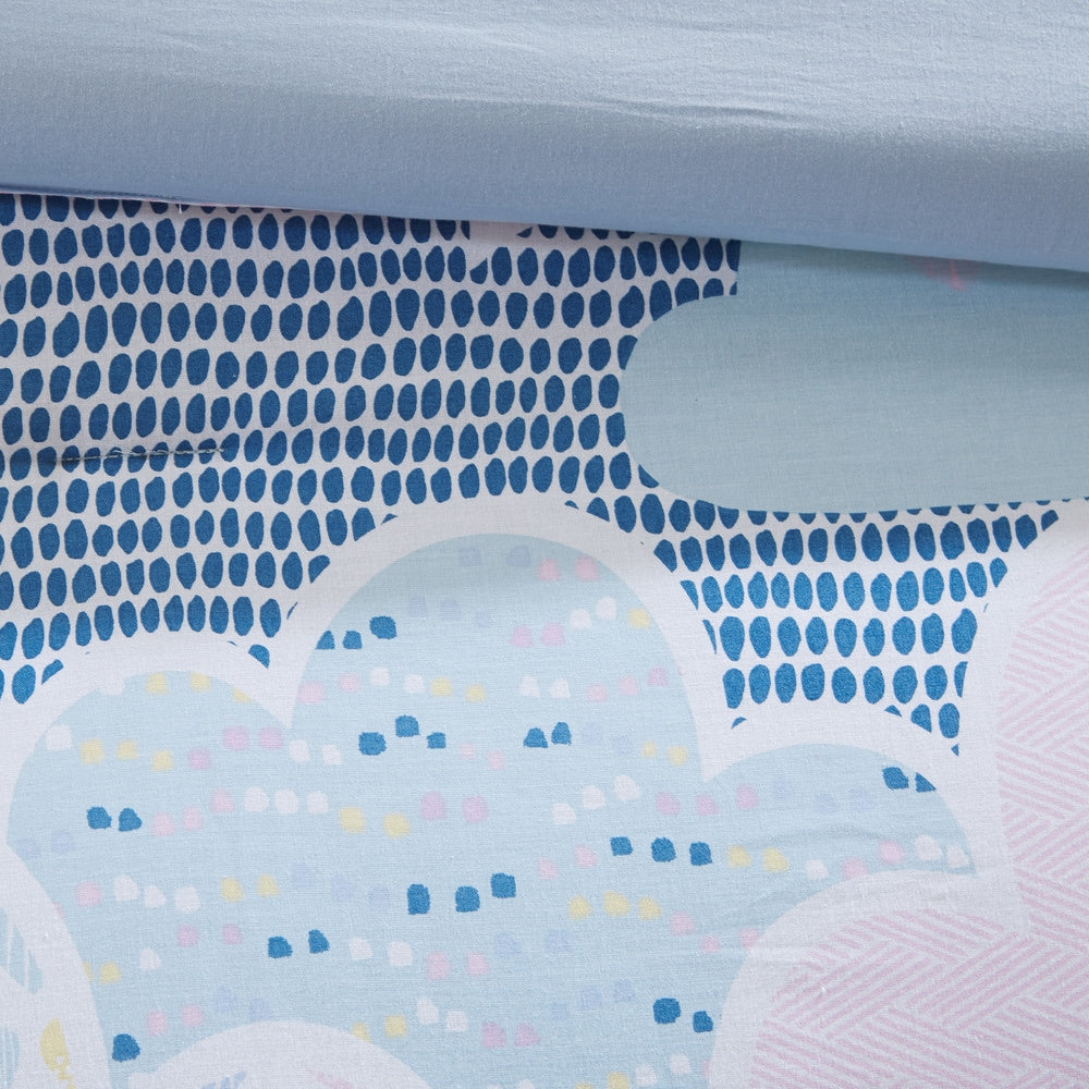 Parure de lit imprimée en coton bleu « Intelligent Design Kids Bliss »