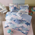 Parure de lit imprimée en coton bleu « Intelligent Design Kids Bliss »