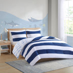 Parure de lit réversible à rayures en coton Dakota pour enfants, design intelligent