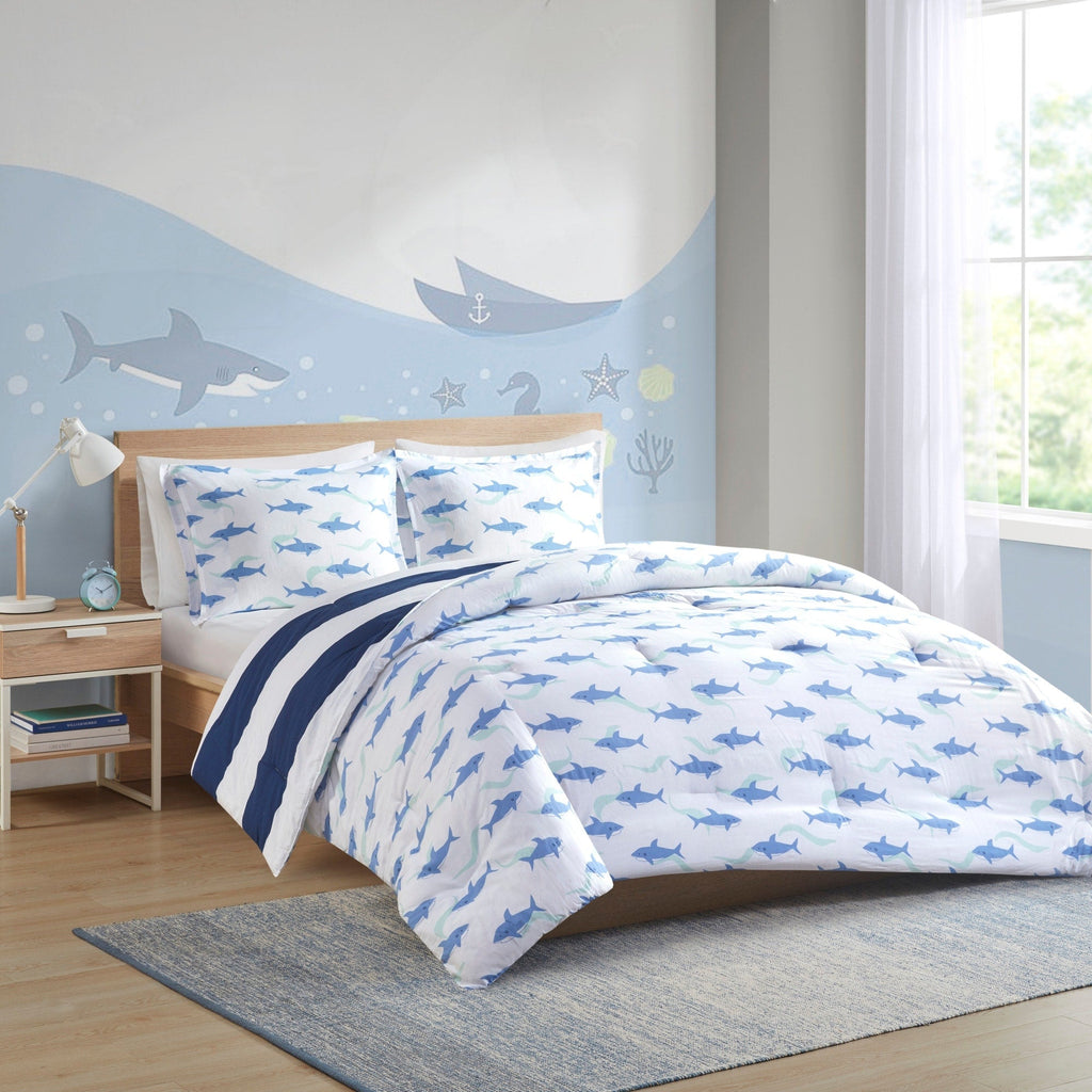Parure de lit réversible à rayures en coton Dakota pour enfants, design intelligent