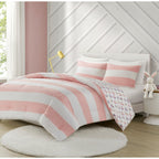 Parure de lit réversible à rayures en coton Dakota pour enfants, design intelligent