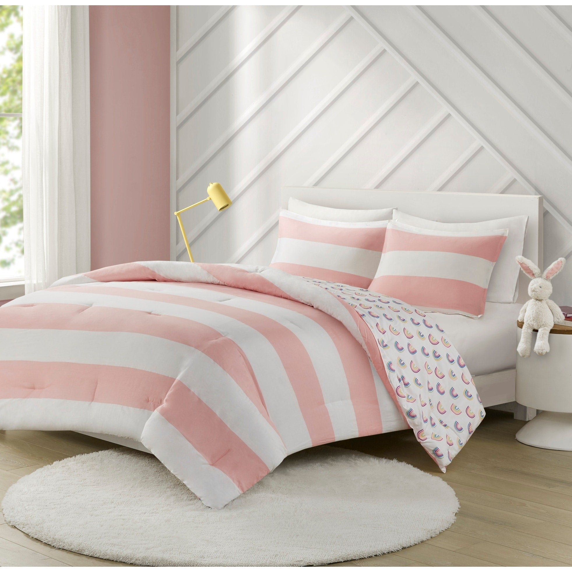 Parure de lit réversible à rayures en coton Dakota pour enfants, design intelligent
