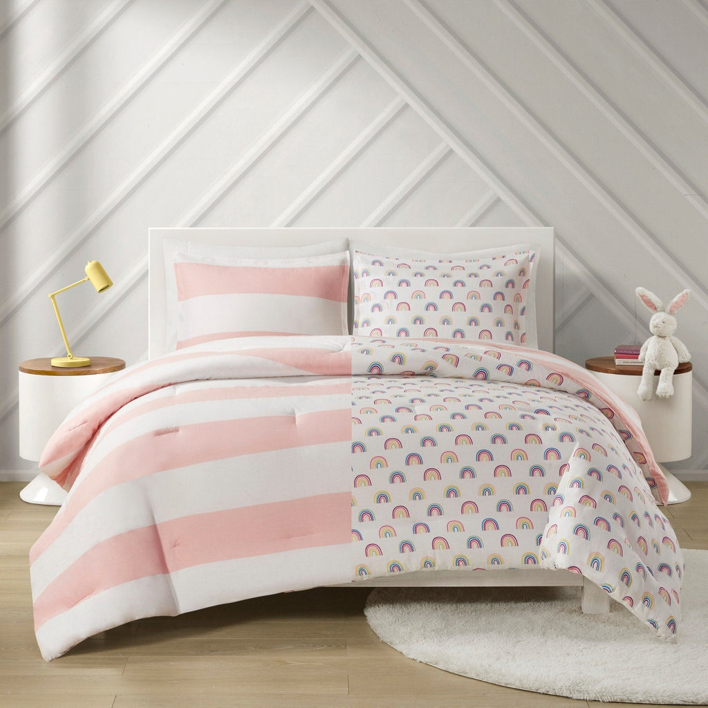 Parure de lit réversible à rayures en coton Dakota pour enfants, design intelligent