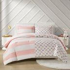 Parure de lit réversible à rayures en coton Dakota pour enfants, design intelligent