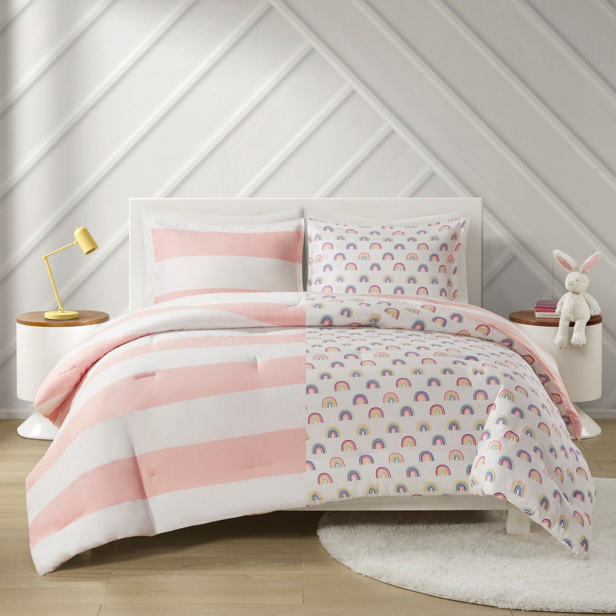 Parure de lit réversible à rayures en coton Dakota pour enfants, design intelligent