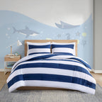 Parure de lit réversible à rayures en coton Dakota pour enfants, design intelligent