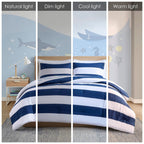 Parure de lit réversible à rayures en coton Dakota pour enfants, design intelligent