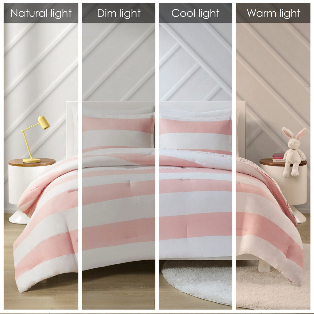 Parure de lit réversible à rayures en coton Dakota pour enfants, design intelligent