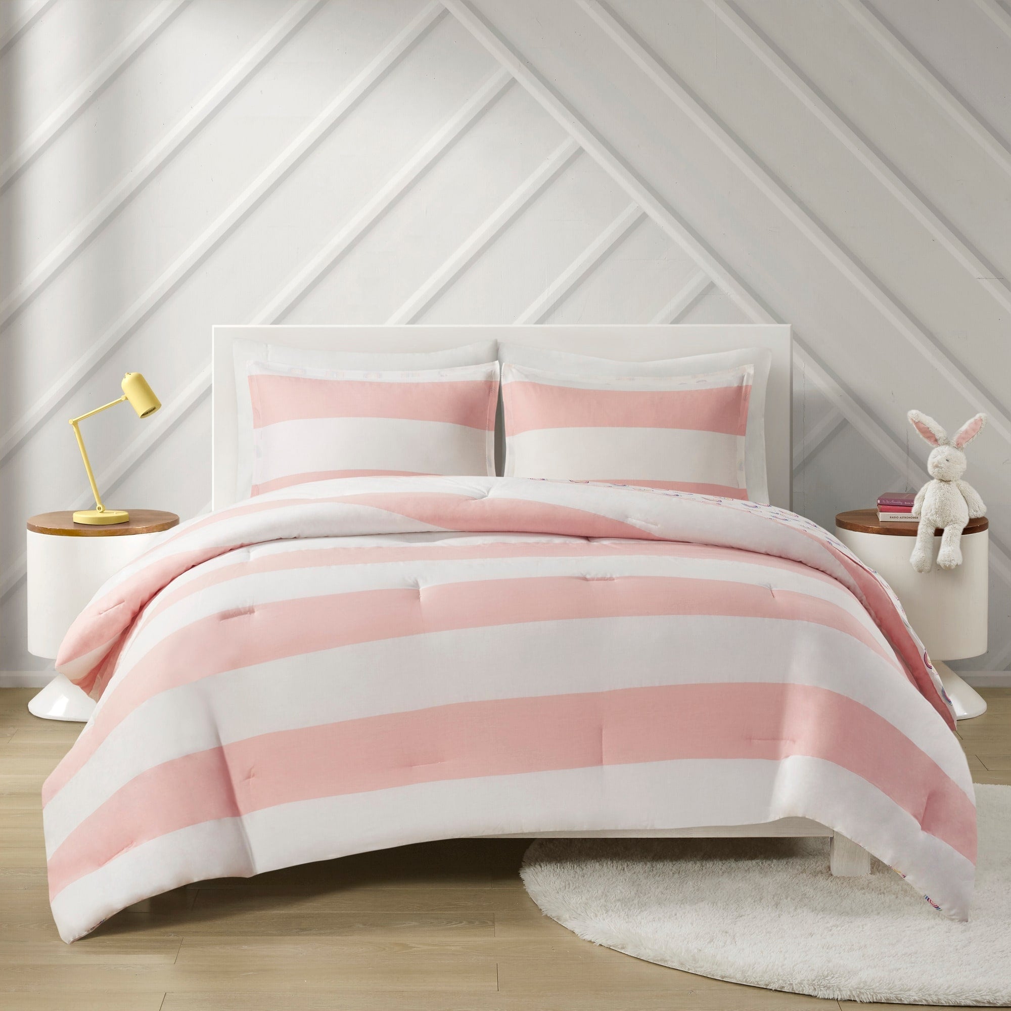 Parure de lit réversible à rayures en coton Dakota pour enfants, design intelligent