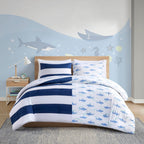 Parure de lit réversible à rayures en coton Dakota pour enfants, design intelligent