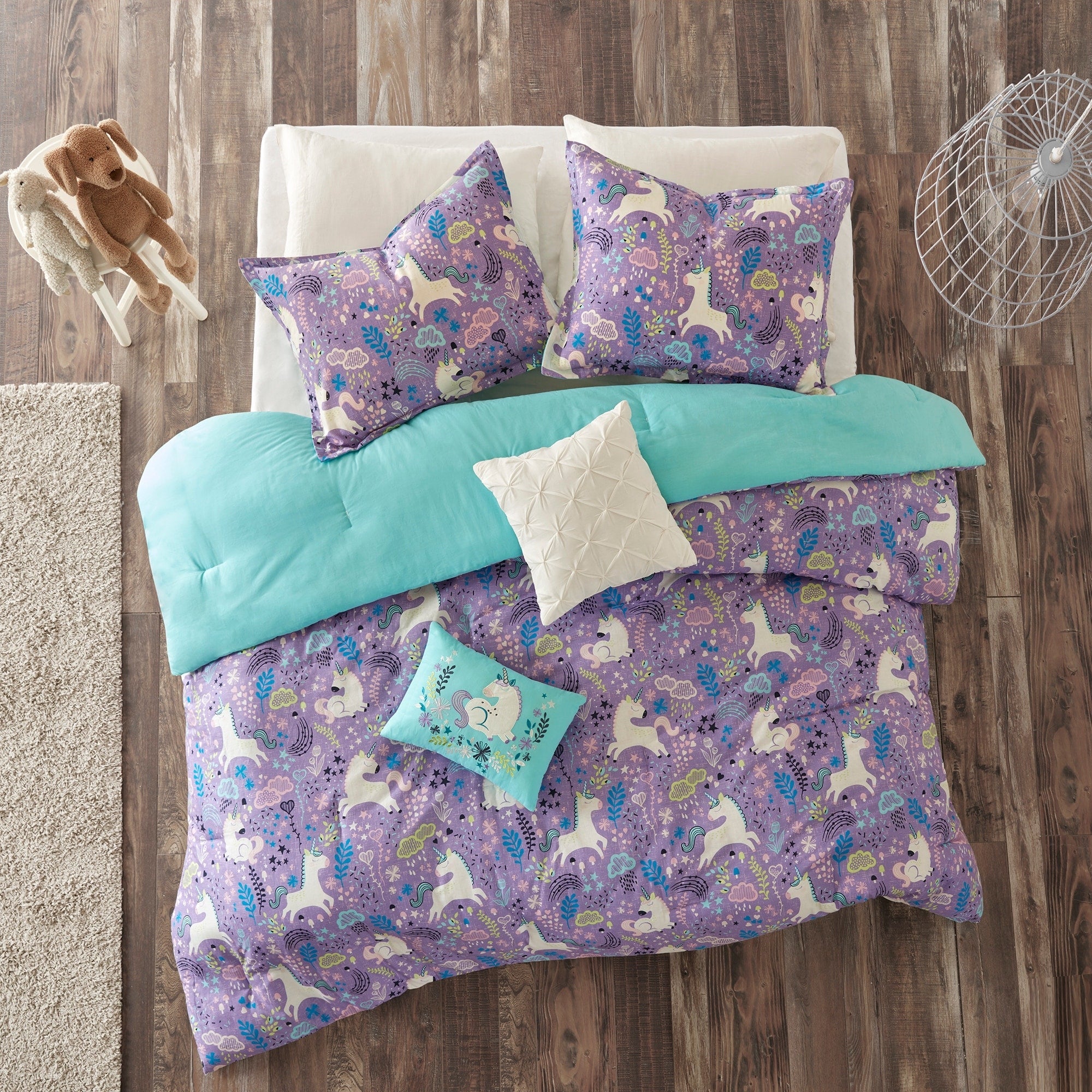 Parure de lit en coton Ella Unicorn pour enfants au design intelligent