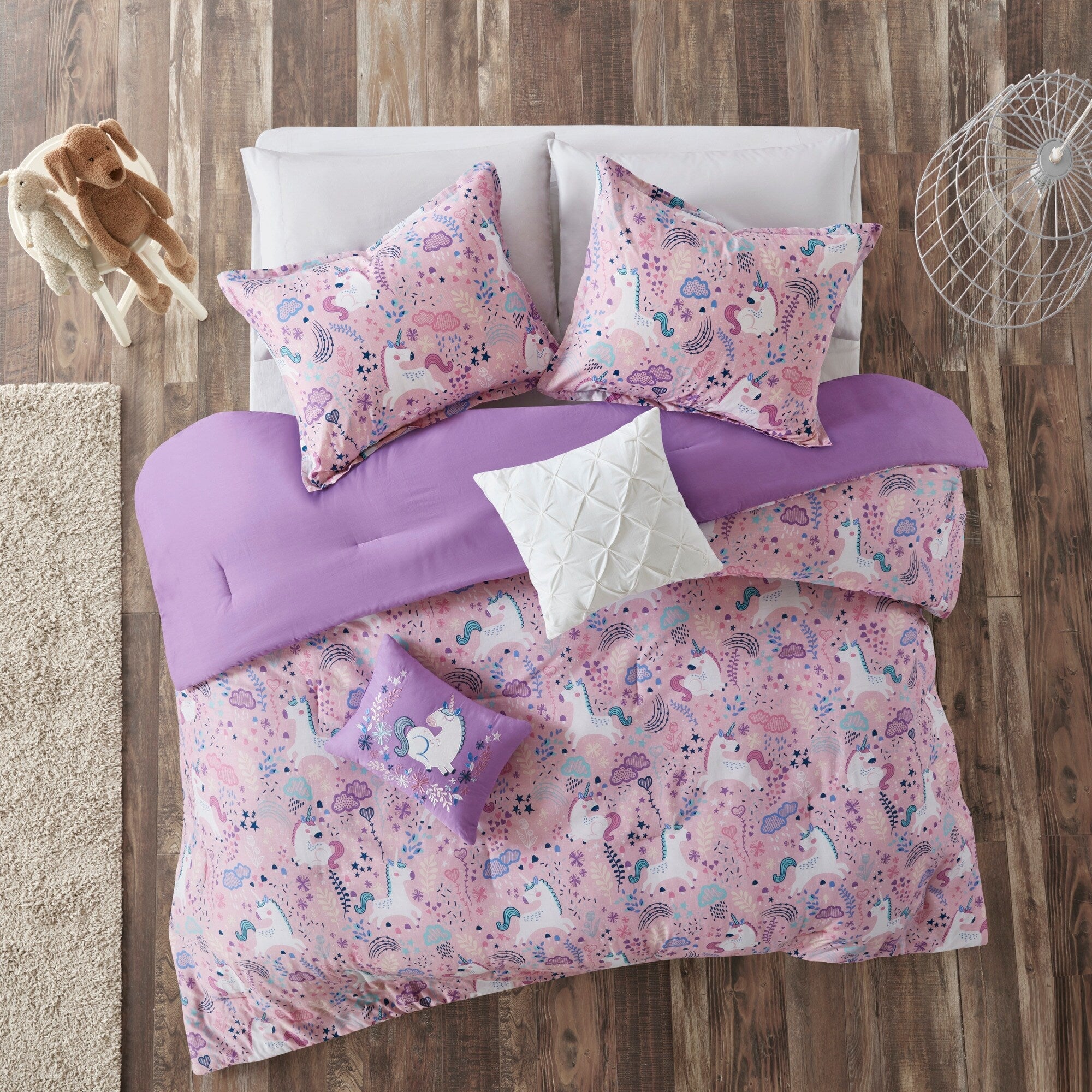 Parure de lit en coton Ella Unicorn pour enfants au design intelligent