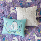 Parure de lit réversible en coton avec coussins décoratifs pour enfants Ella Unicorn