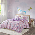 Parure de lit réversible en coton avec coussins décoratifs pour enfants Ella Unicorn