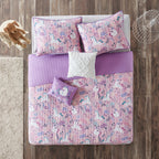 Parure de lit réversible en coton avec coussins décoratifs pour enfants Ella Unicorn
