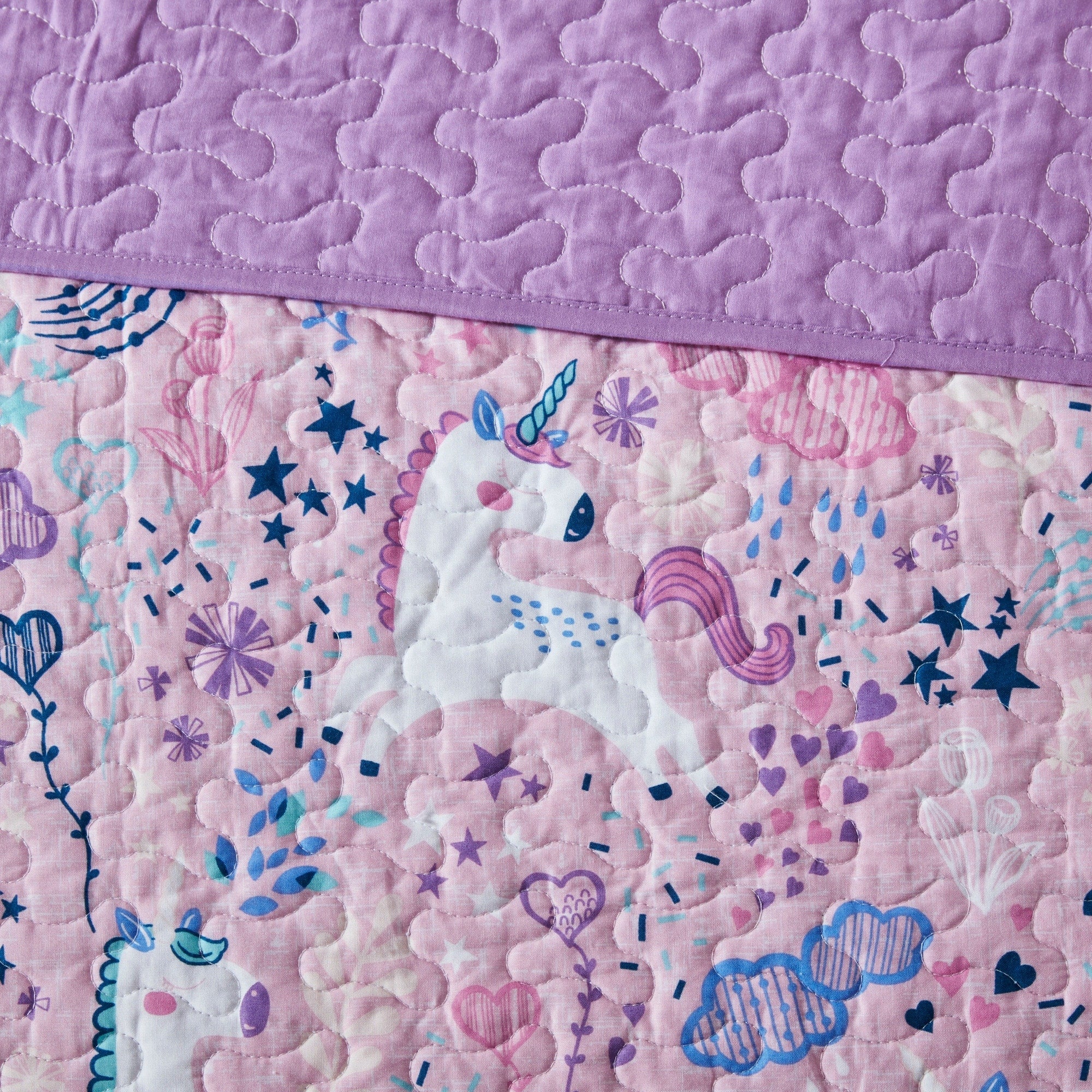 Parure de lit réversible en coton avec coussins décoratifs pour enfants Ella Unicorn