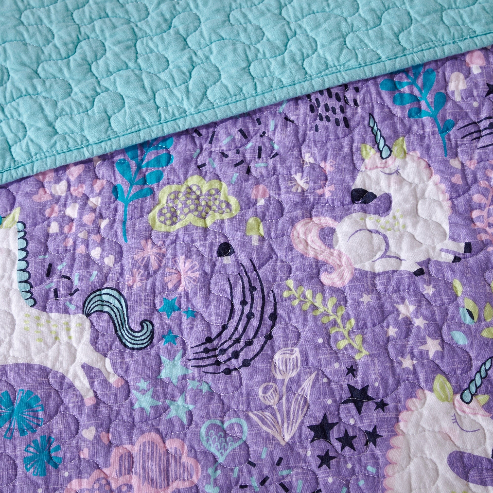 Parure de lit réversible en coton avec coussins décoratifs pour enfants Ella Unicorn