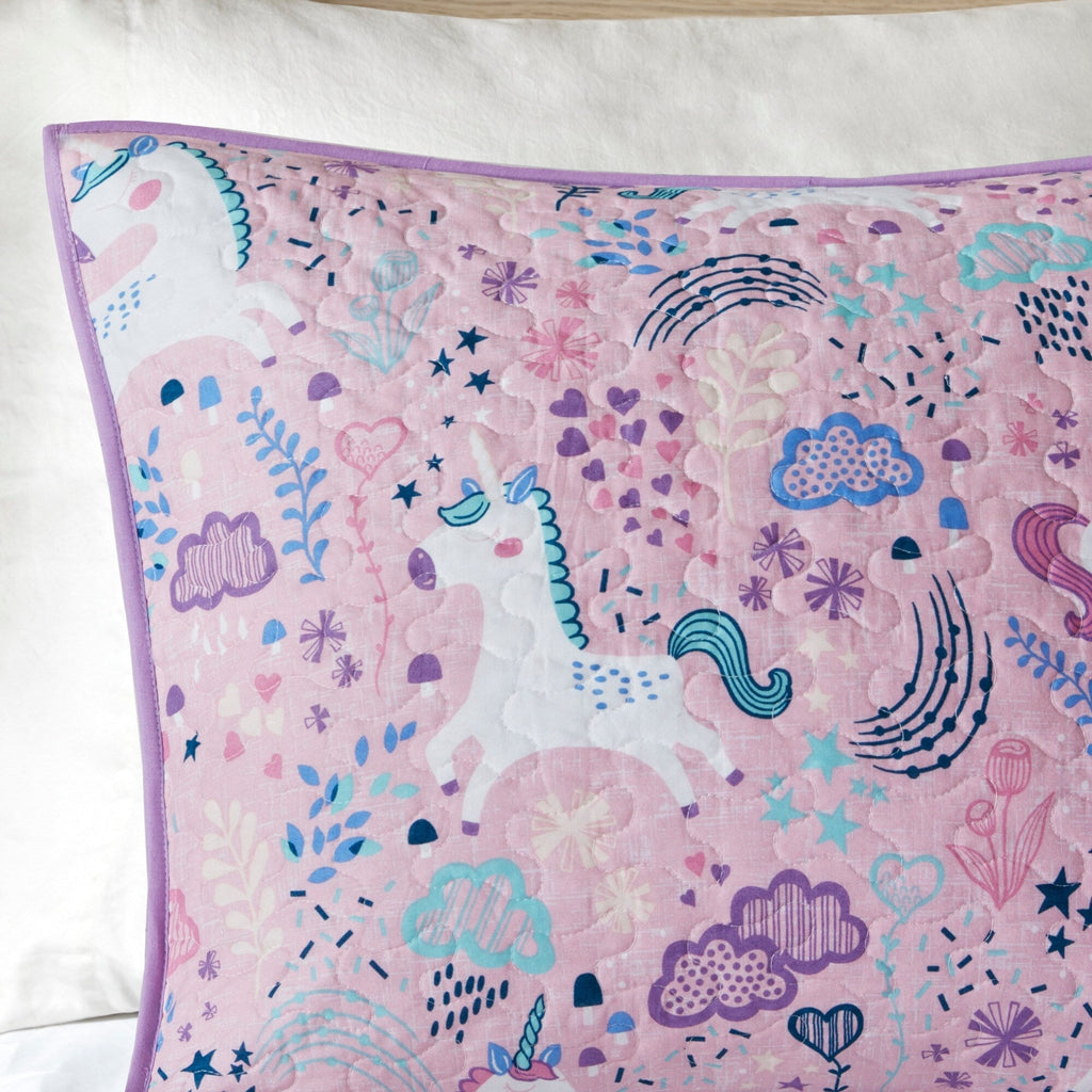 Parure de lit réversible en coton avec coussins décoratifs pour enfants Ella Unicorn