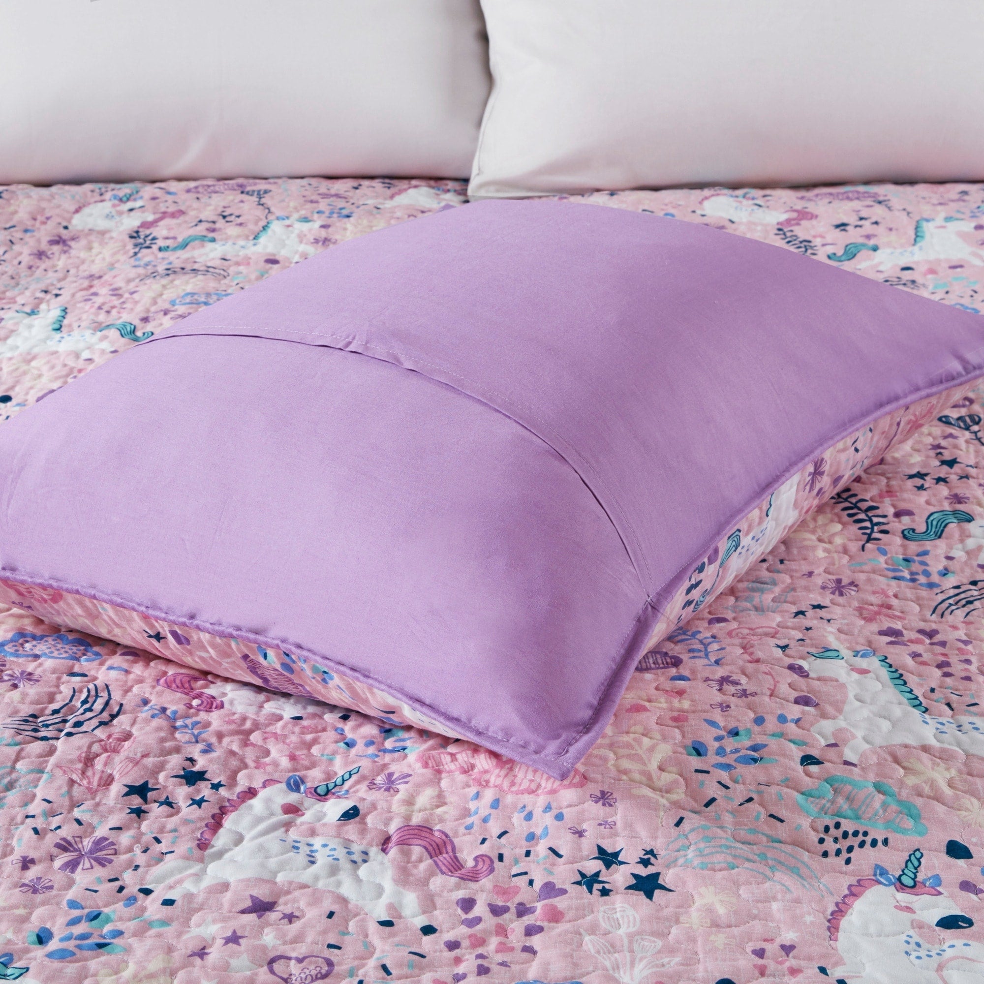 Parure de lit réversible en coton avec coussins décoratifs pour enfants Ella Unicorn