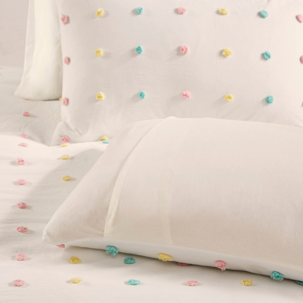 Parure de lit à pompons en coton jacquard et design intelligent pour enfants Ensley