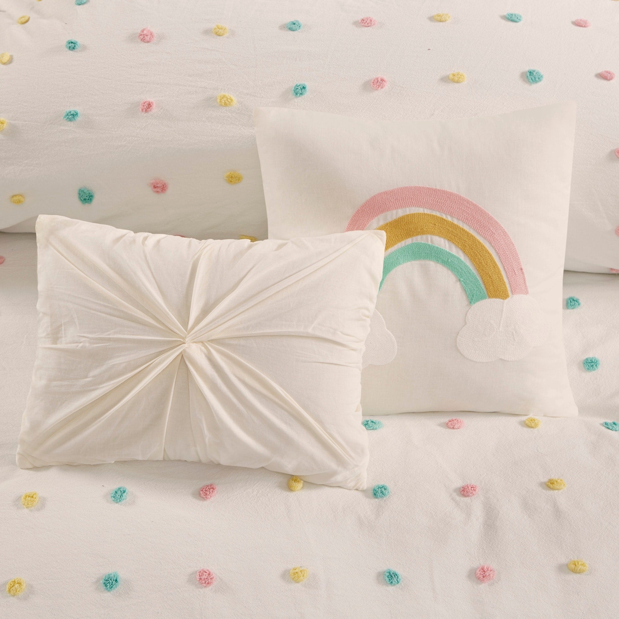 Parure de lit à pompons en coton jacquard et design intelligent pour enfants Ensley