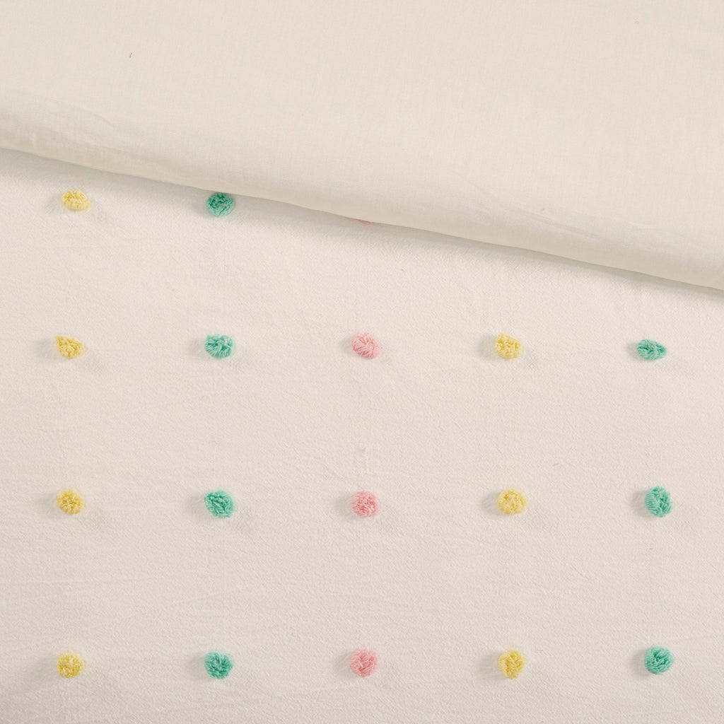 Parure de lit à pompons en coton jacquard et design intelligent pour enfants Ensley