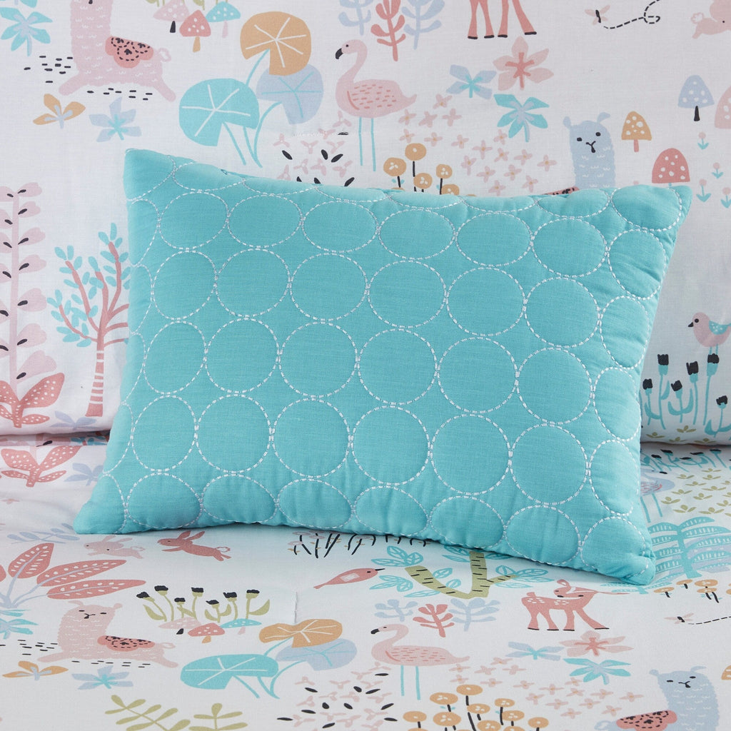 Parure de lit réversible en coton à motif animaux de la forêt, motif Kinsley Blush, design intelligent pour enfants