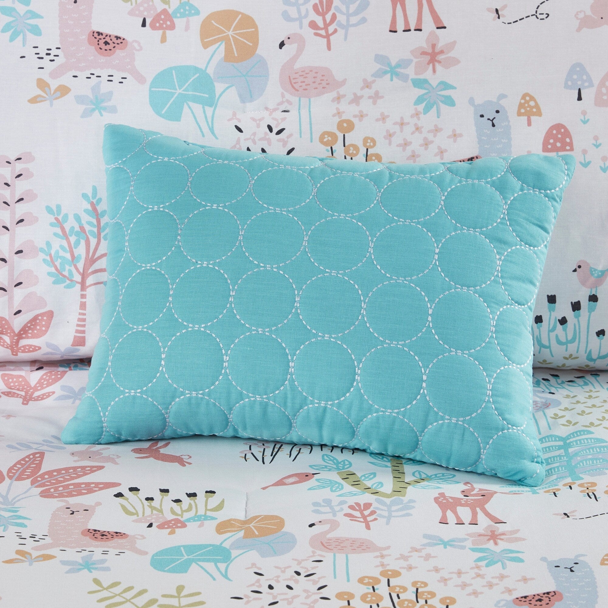 Parure de lit réversible en coton à motif animaux de la forêt, motif Kinsley Blush, design intelligent pour enfants