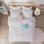 Parure de lit réversible en coton à motif animaux de la forêt, motif Kinsley Blush, design intelligent pour enfants