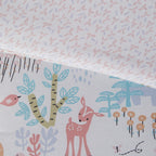 Parure de lit réversible en coton à motif animaux de la forêt, motif Kinsley Blush, design intelligent pour enfants