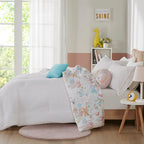 Parure de lit réversible en coton à motif animaux de la forêt, motif Kinsley Blush, design intelligent pour enfants