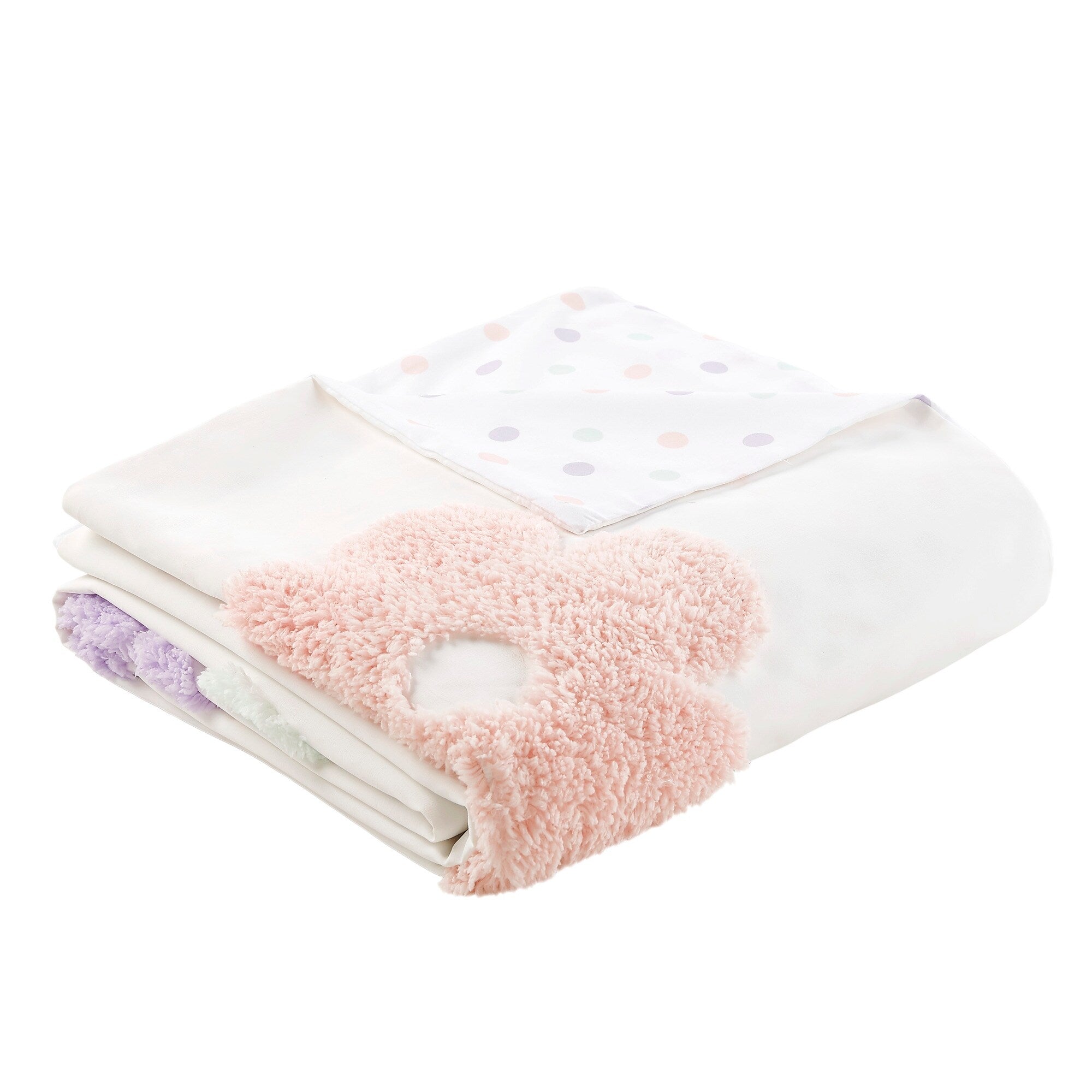 Parure de lit réversible en chenille touffetée à motif floral Madeline pour enfants au design intelligent
