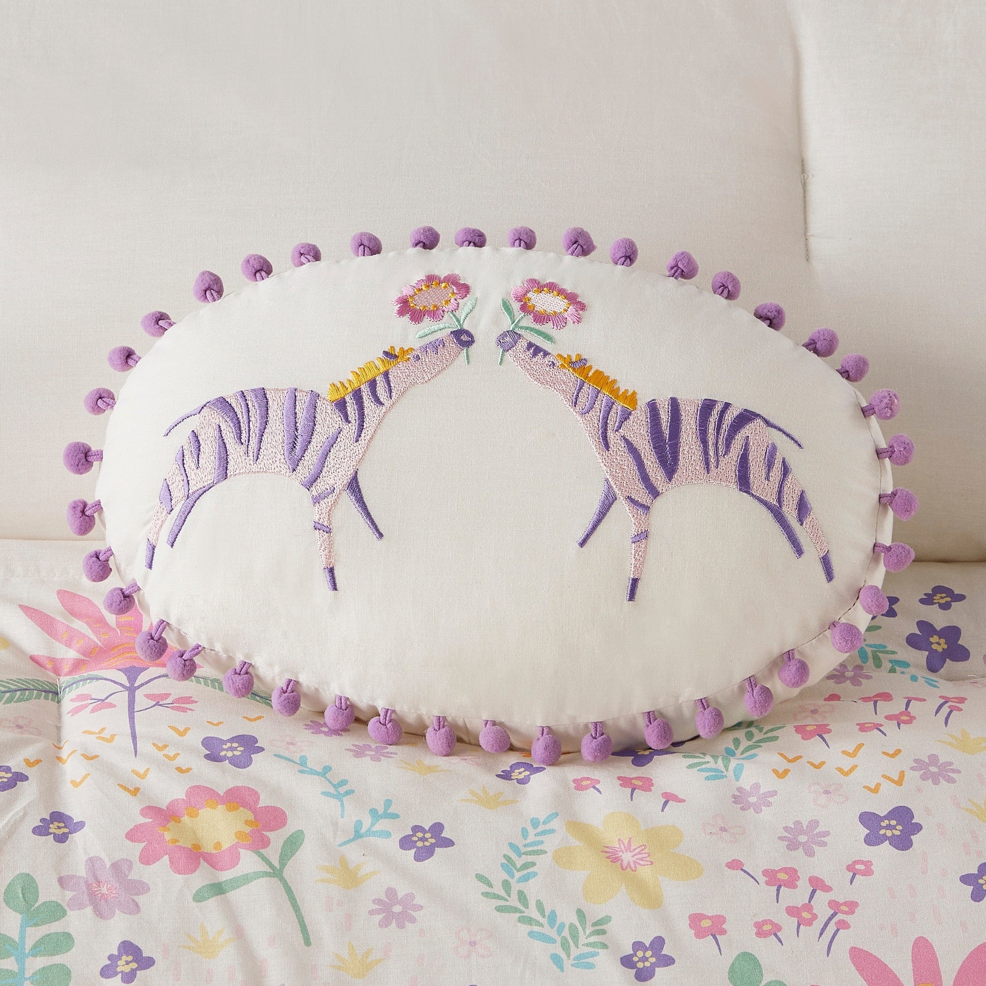 Parure de lit réversible en coton à motif floral Thea pour enfants, design intelligent, avec coussin décoratif
