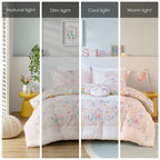 Parure de lit réversible en coton à motif floral Thea pour enfants, design intelligent, avec coussin décoratif