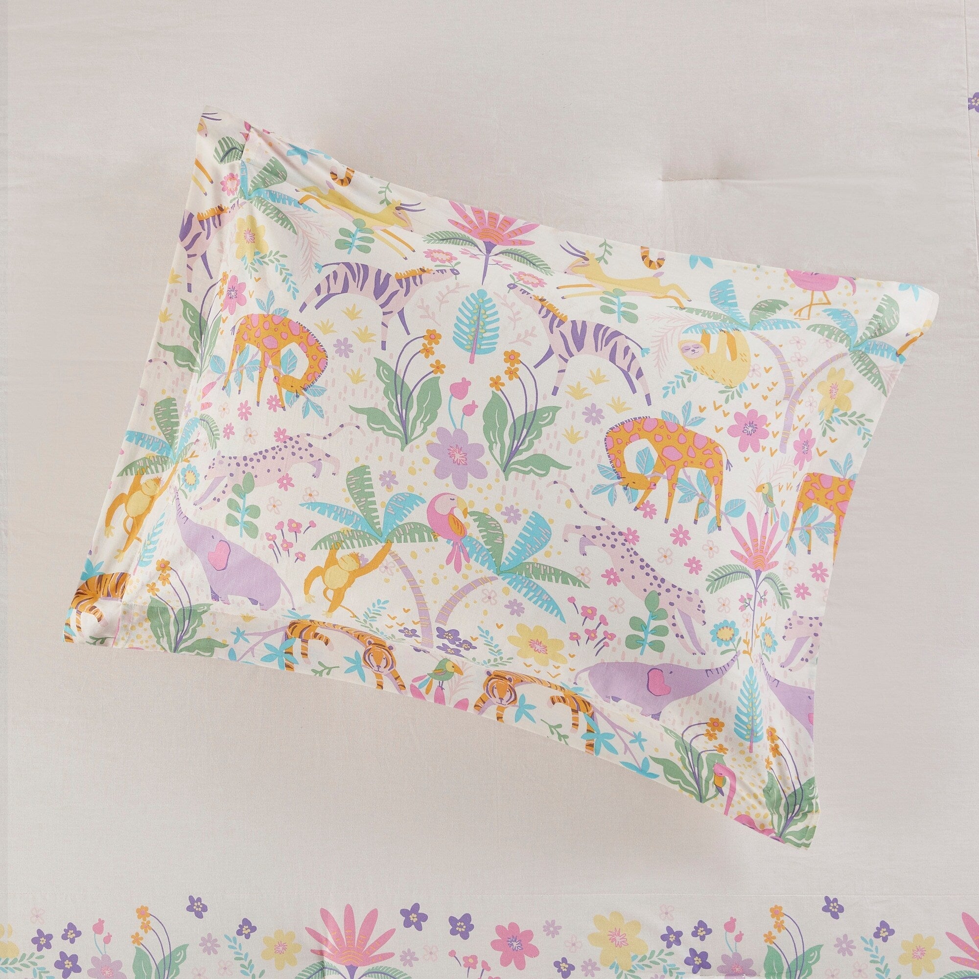 Parure de lit réversible en coton à motif floral Thea pour enfants, design intelligent, avec coussin décoratif