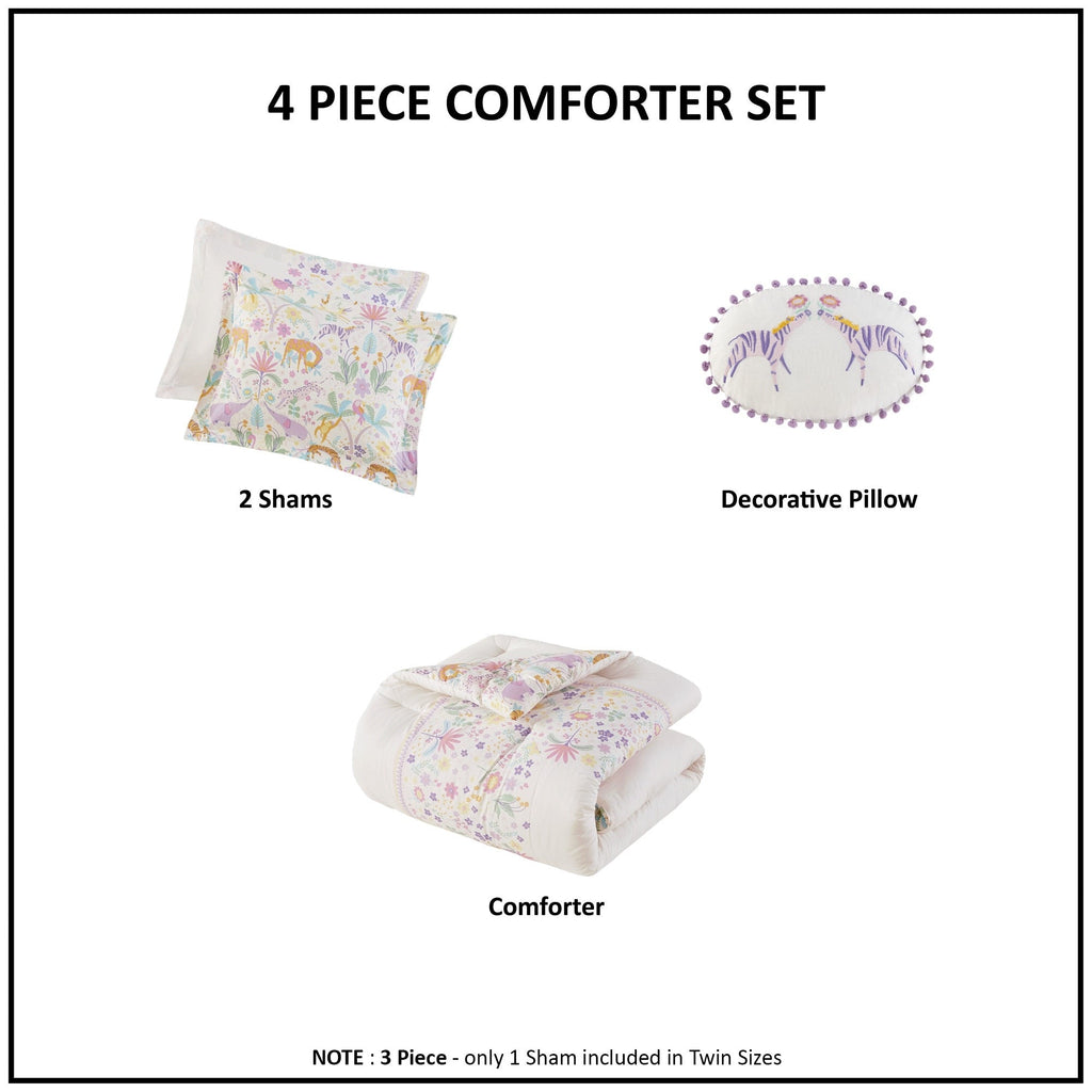 Parure de lit réversible en coton à motif floral Thea pour enfants, design intelligent, avec coussin décoratif
