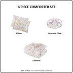 Parure de lit réversible en coton à motif floral Thea pour enfants, design intelligent, avec coussin décoratif