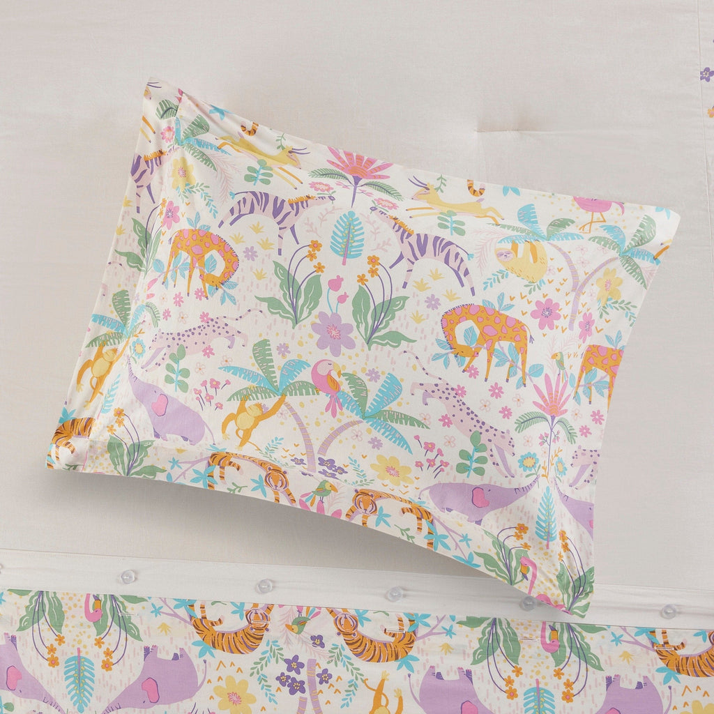 Parure de lit réversible en coton à motif floral Thea pour enfants, design intelligent, avec housse de couette et oreiller décoratif
