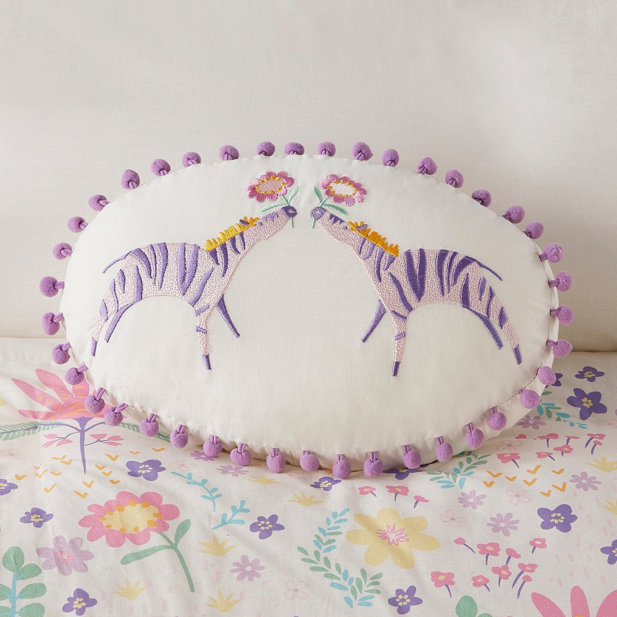 Parure de lit réversible en coton à motif floral Thea pour enfants, design intelligent, avec housse de couette et oreiller décoratif