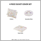 Parure de lit réversible en coton à motif floral Thea pour enfants, design intelligent, avec housse de couette et oreiller décoratif