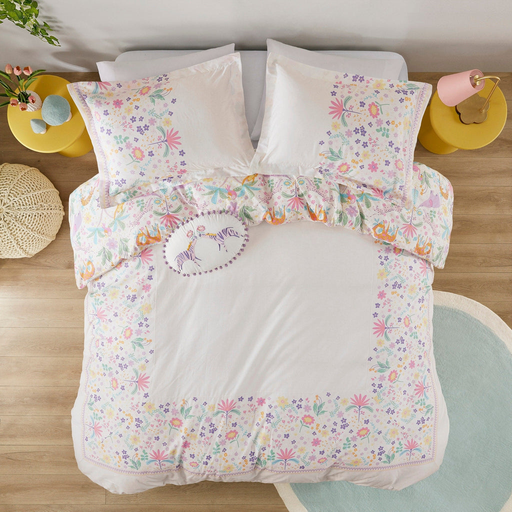 Parure de lit réversible en coton à motif floral Thea pour enfants, design intelligent, avec housse de couette et oreiller décoratif