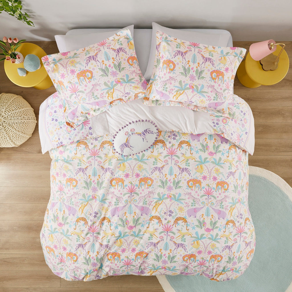 Parure de lit réversible en coton à motif floral Thea pour enfants, design intelligent, avec housse de couette et oreiller décoratif
